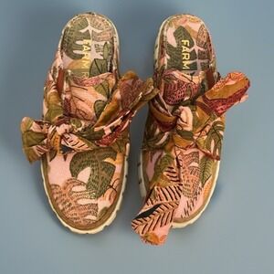 Farm Rio Summer Dream Mule Sneaker Floral Print with Bow Accent  sz 7